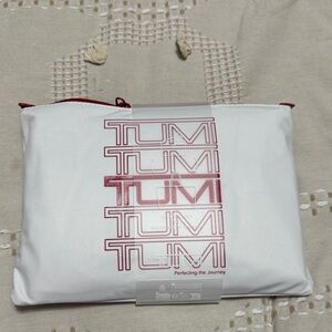 Tumi White  with Red Logo Print Voyager Just in Case Tote